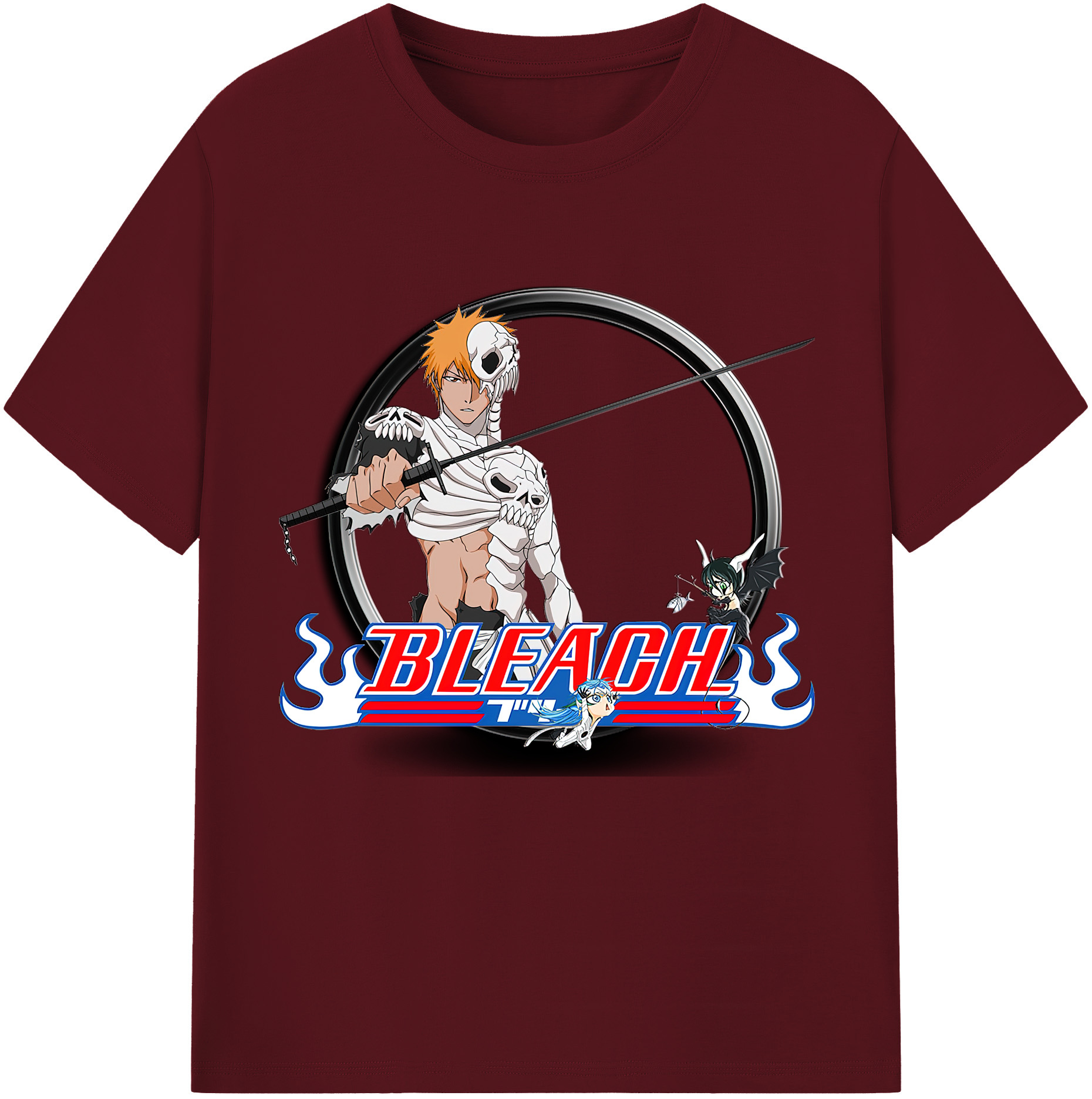 （画像用） ブリーチ 黒崎一護（くろさき いちご）BLEACH Kurosaki Ichigo 綿100％半袖Tシャツ（フロントプリント）